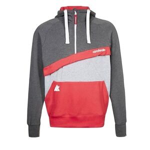 Alife and Kickin Mens Quarter Zip Hoodie Pullover Grey Red Logo Size S